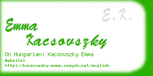 emma kacsovszky business card